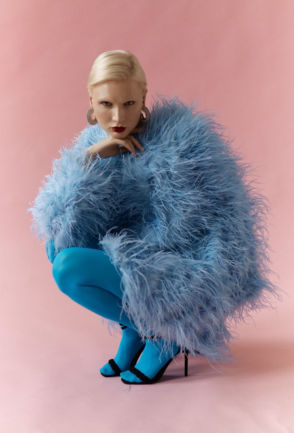 Шуба из пера страуса «Blue dreams» - фото 102408