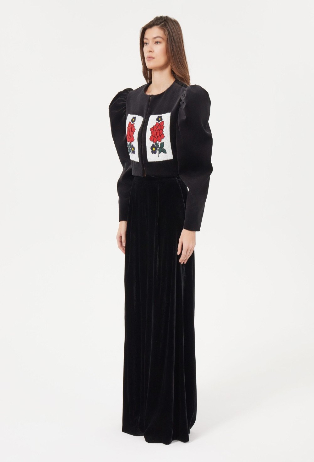 Кроп-жакет с вышивкой - фото 106058