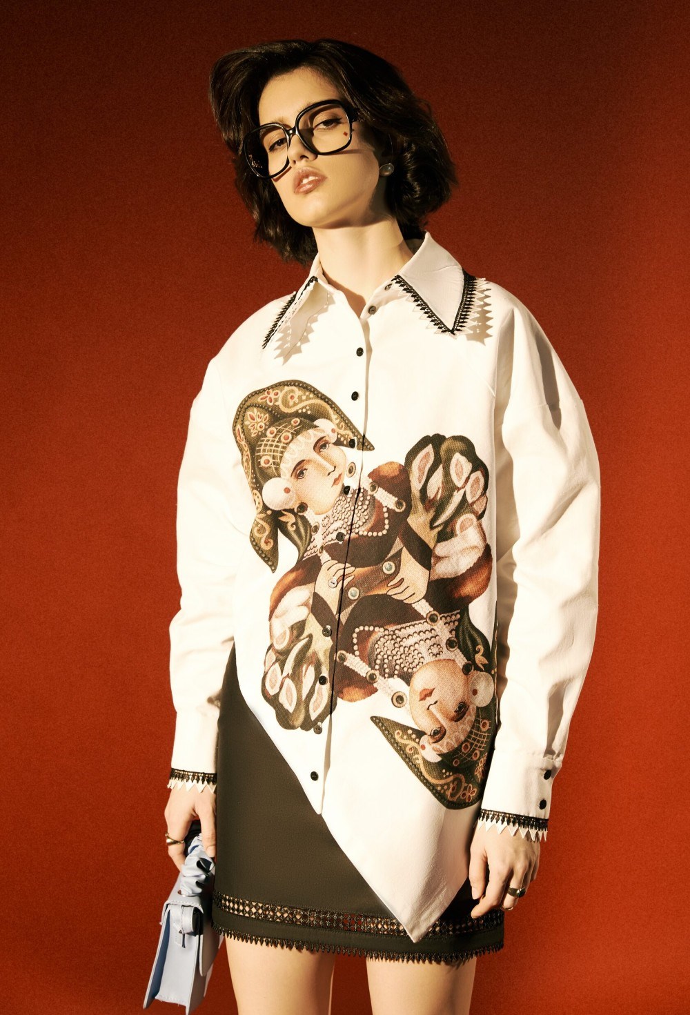 Рубашка с принтом "Дама крестей" - фото 107879