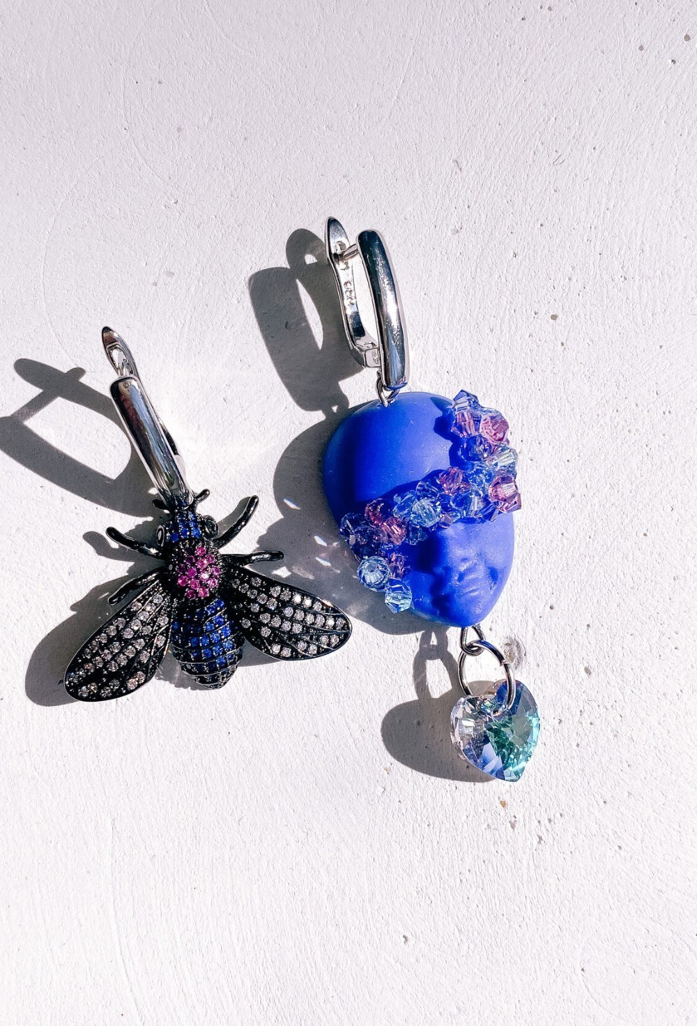Серьги с сапфировой куколкой мини и пчелкой - фото 108749
