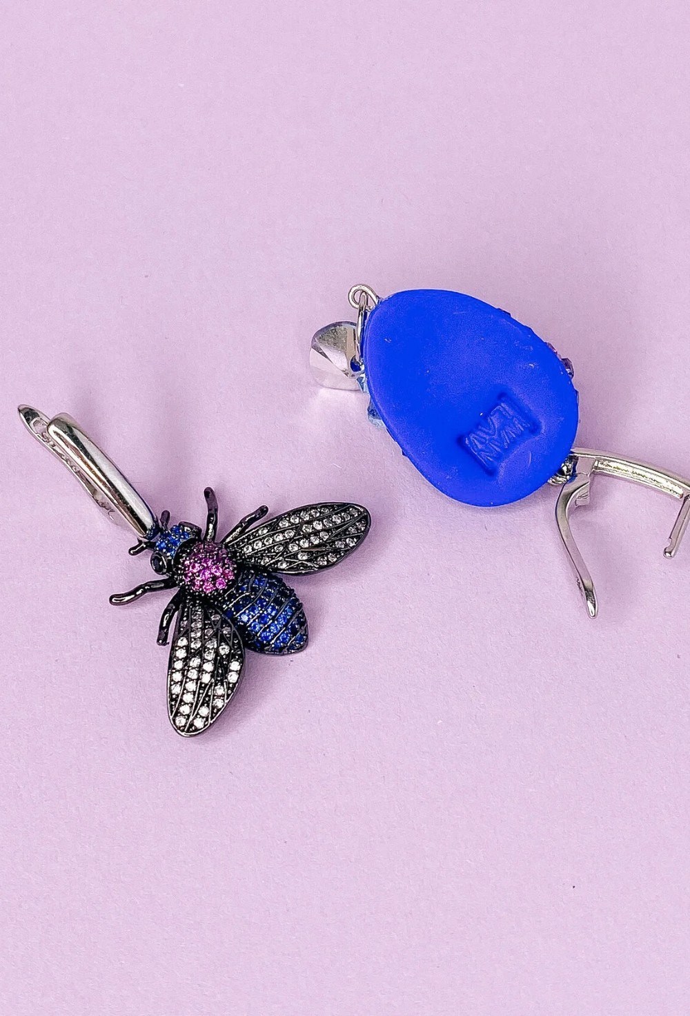 Серьги с сапфировой куколкой мини и пчелкой - фото 108750