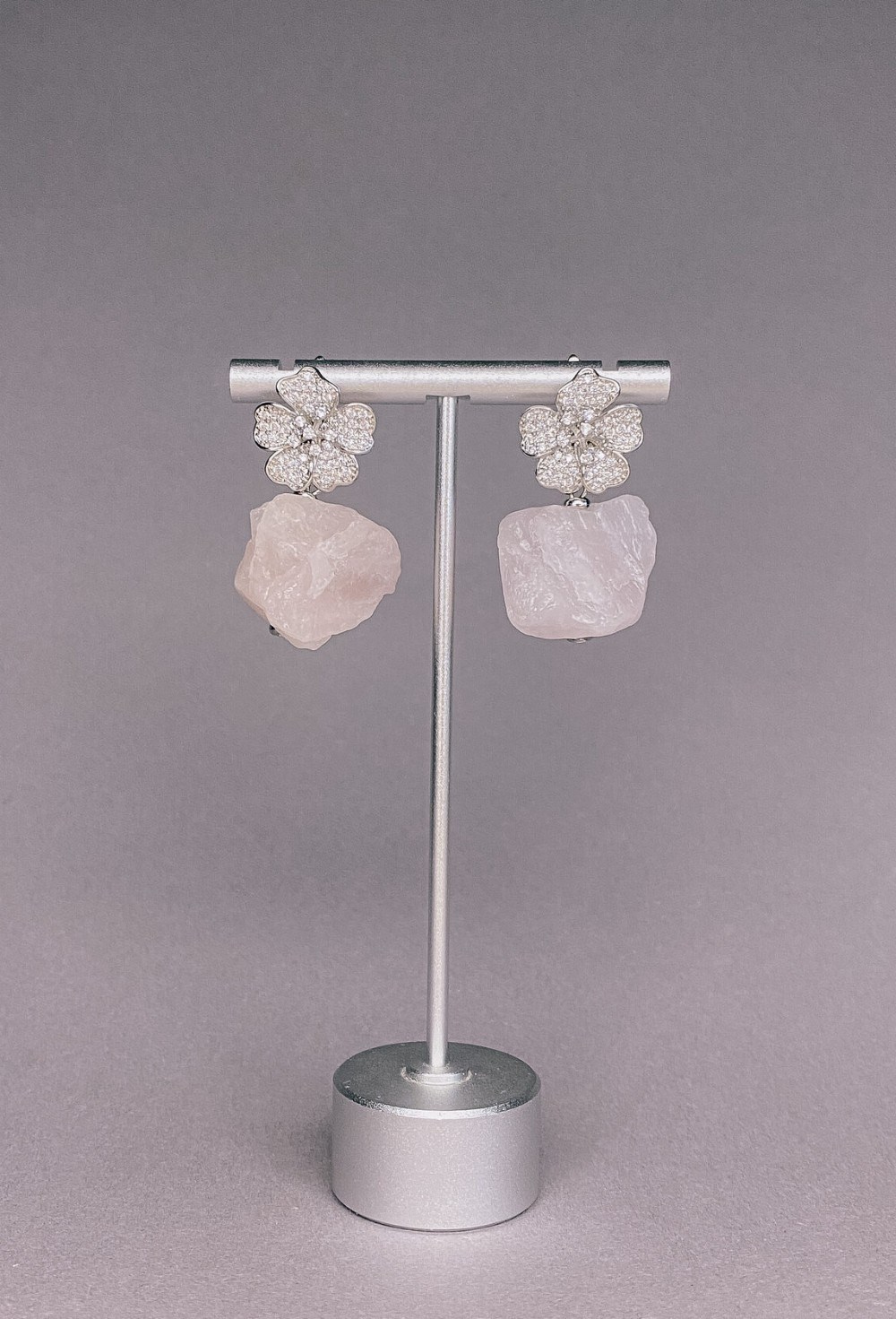 Серьги розовым кварцем - фото 108804