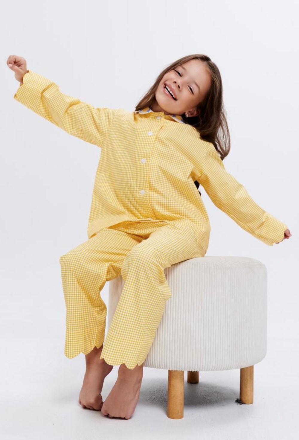 Пижама в желтую клетку с воротником «Сицилийские лимоны» - фото 109089