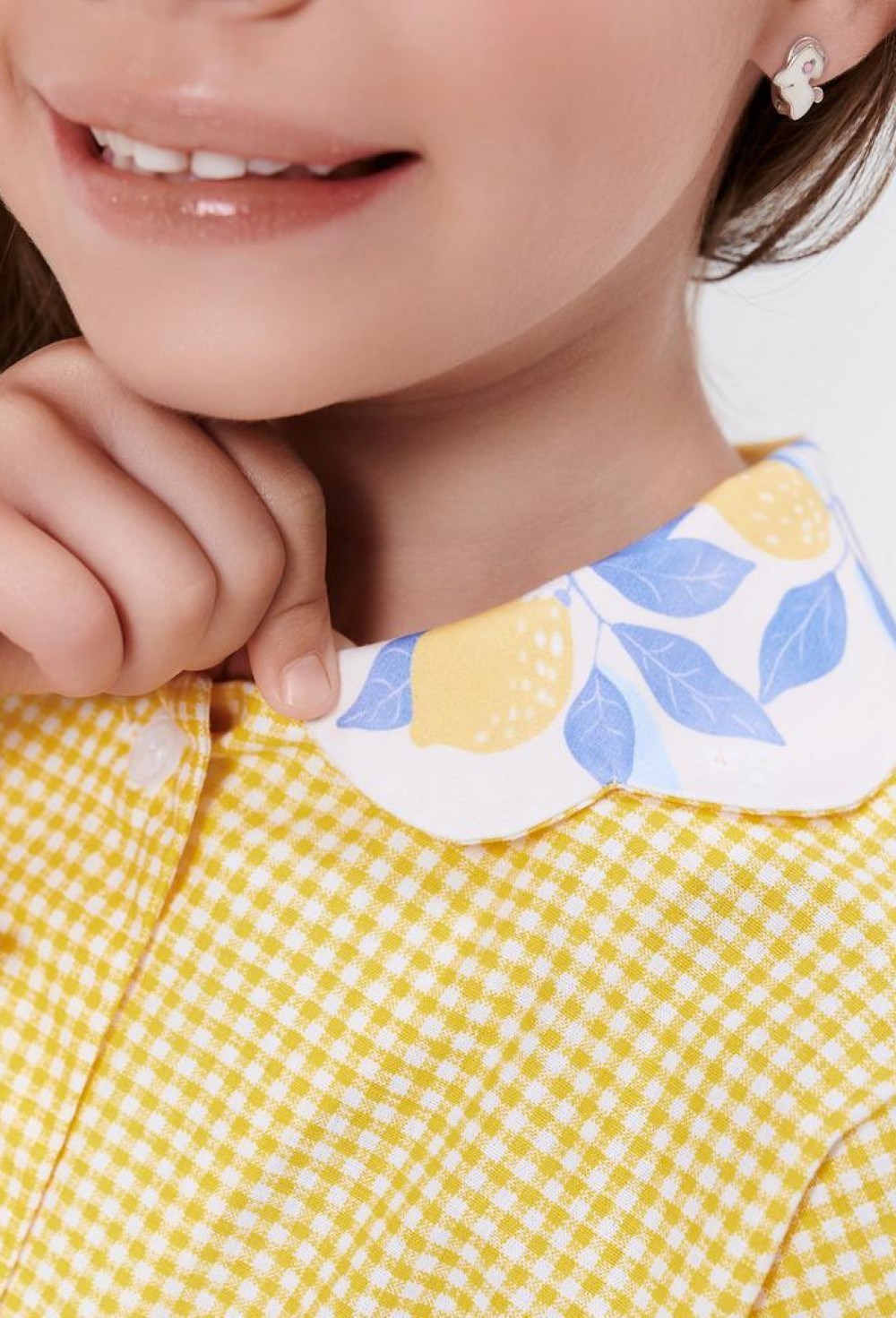 Пижама в желтую клетку с воротником «Сицилийские лимоны» - фото 109090