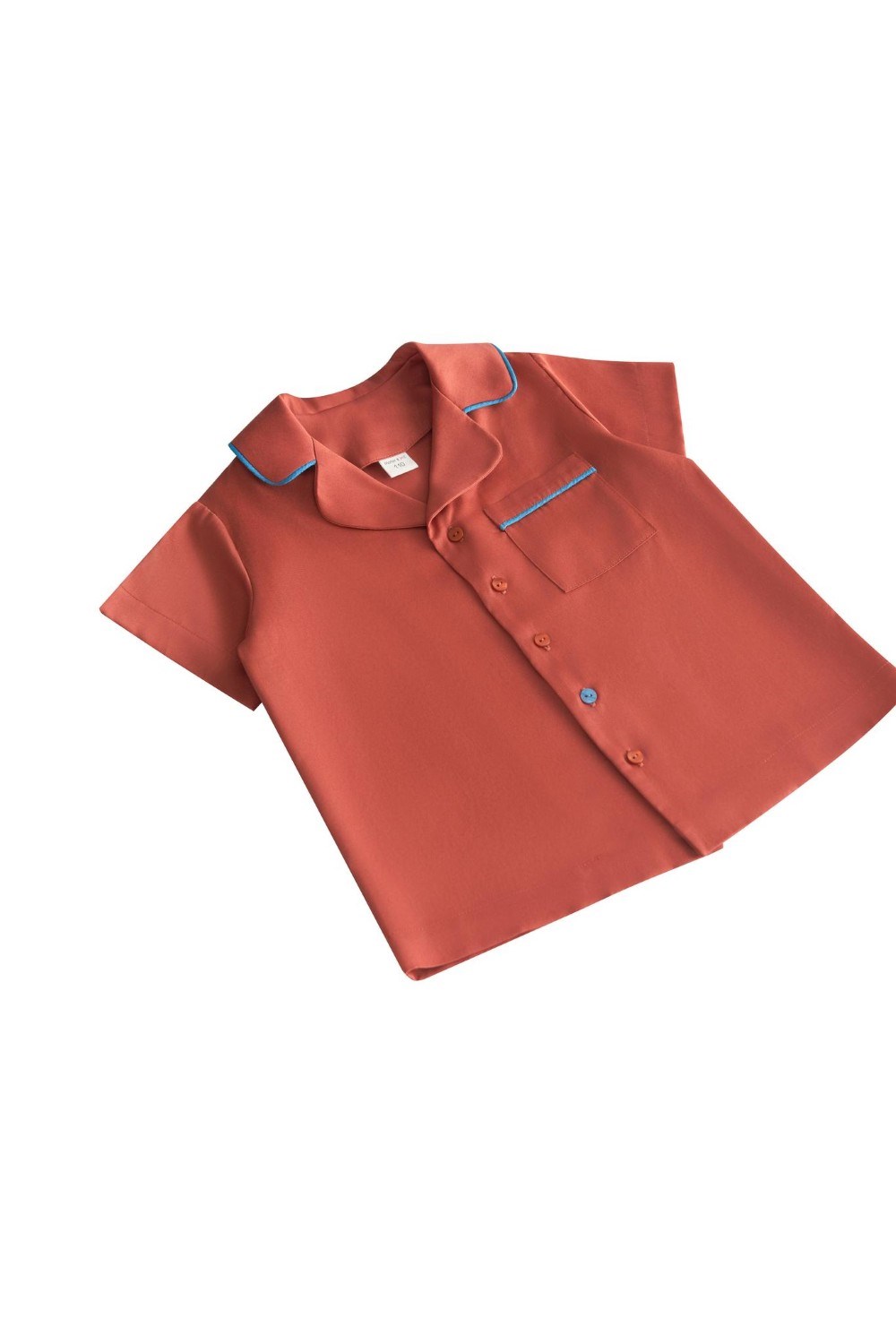 Пижама летняя с английским воротником «Терракотовый+контрастный кант» - фото 109111