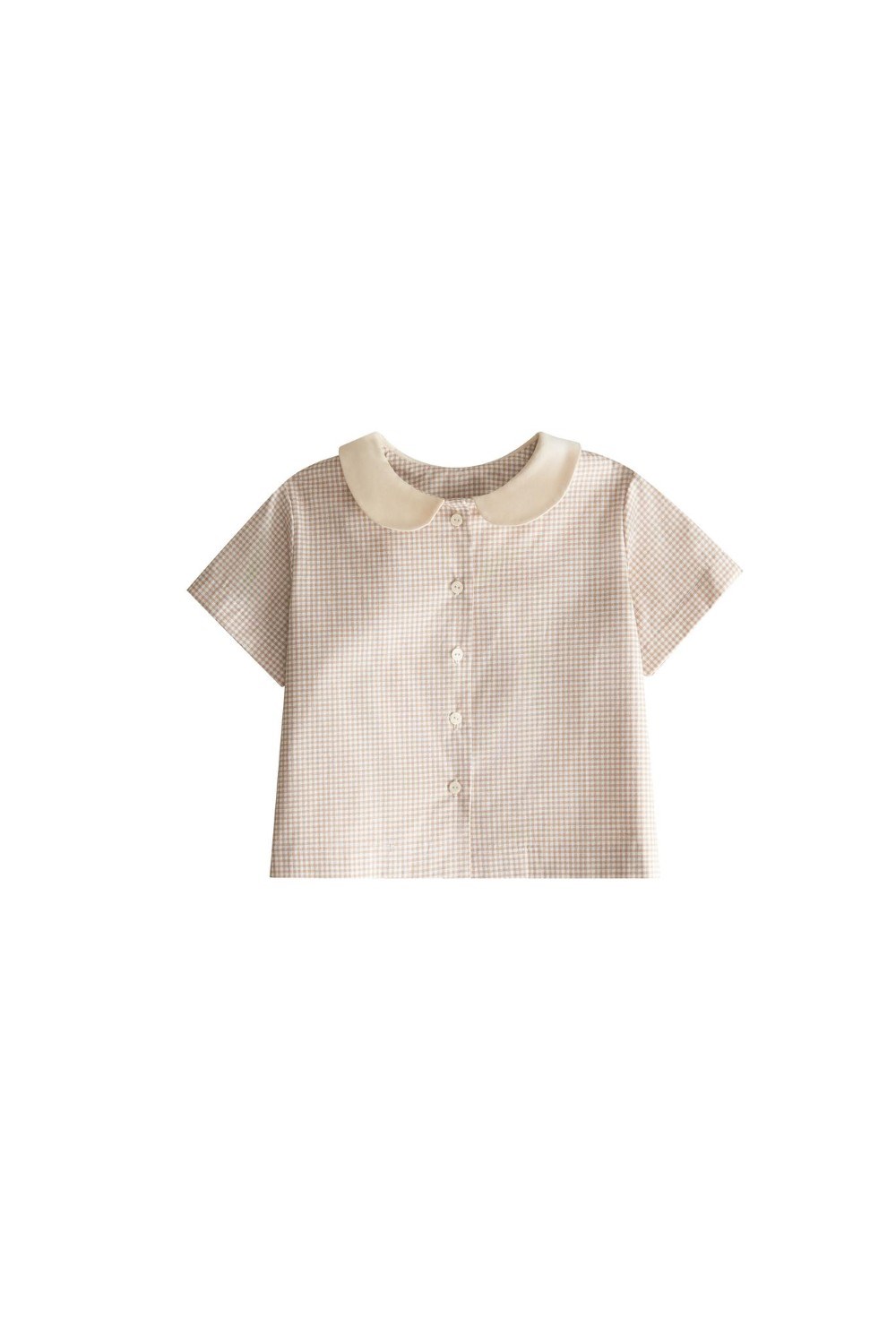 Пижама летняя с воротником «Бежевая клетка» - фото 109114