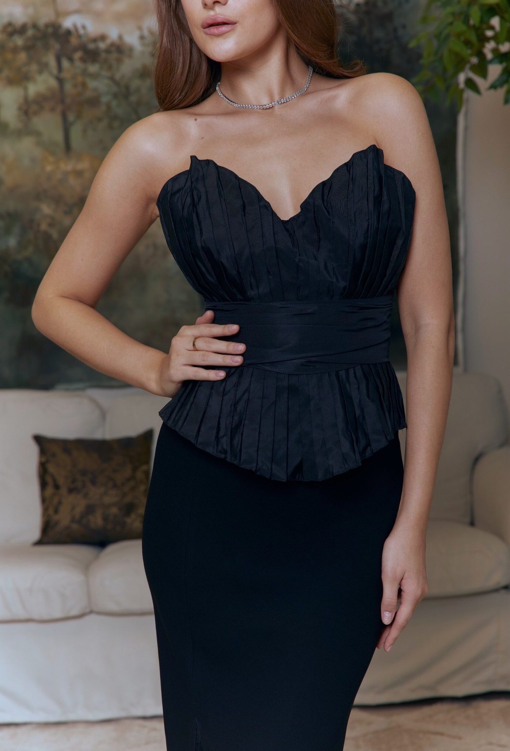 Черный корсет в складку - фото 109675