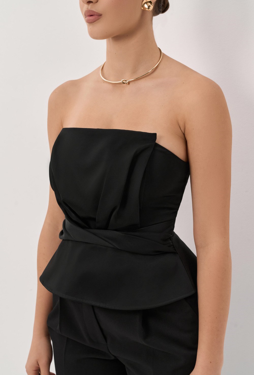 Черный корсет с баской - фото 109680