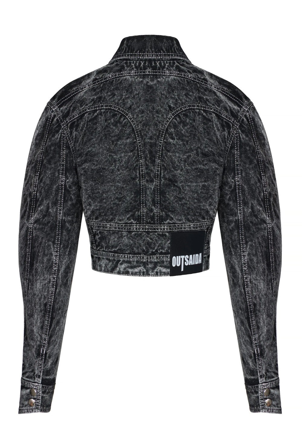 Джинсовая куртка со спиральным рукавами мраморная - фото 109875