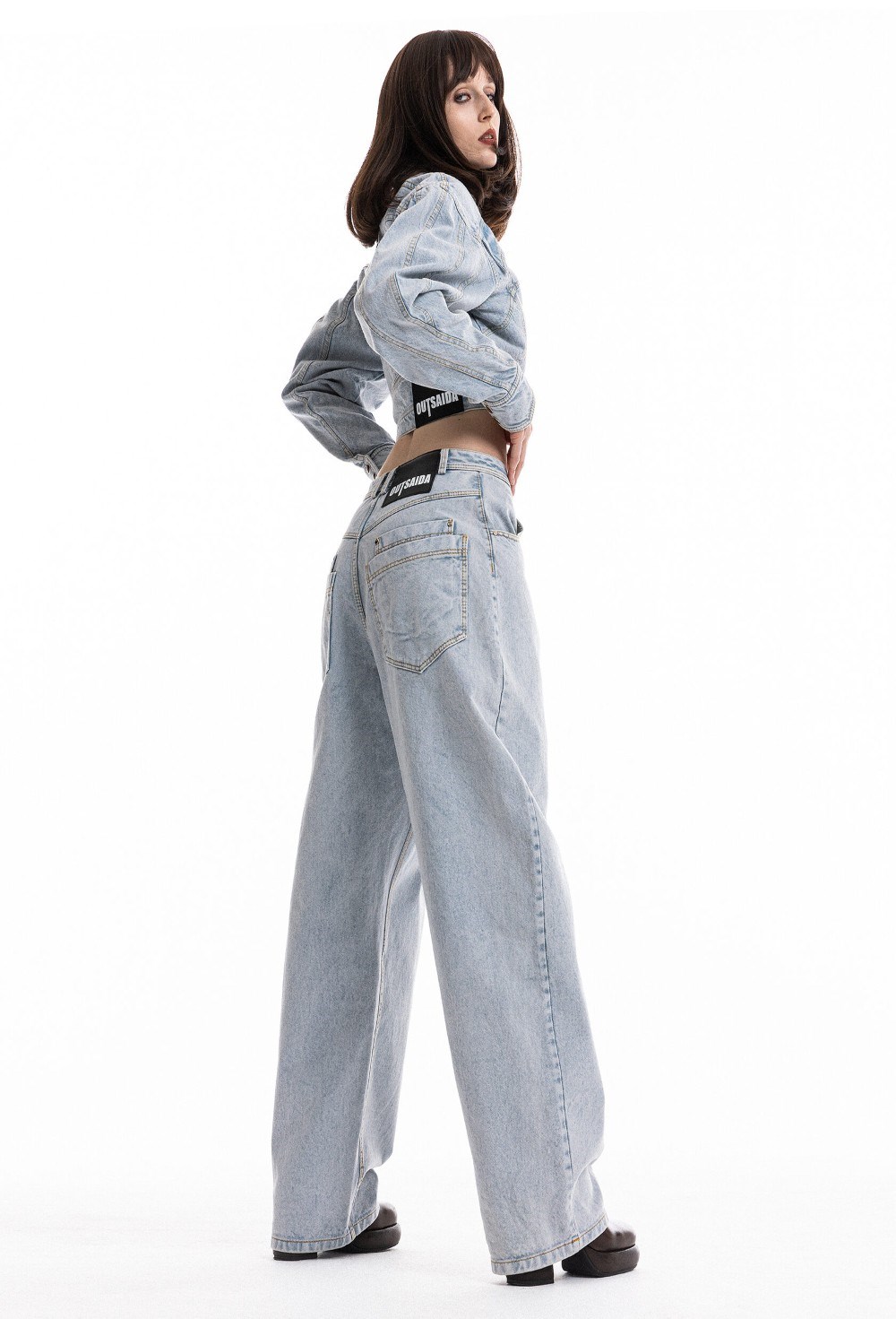 Джинсы широкие голубые - фото 109982