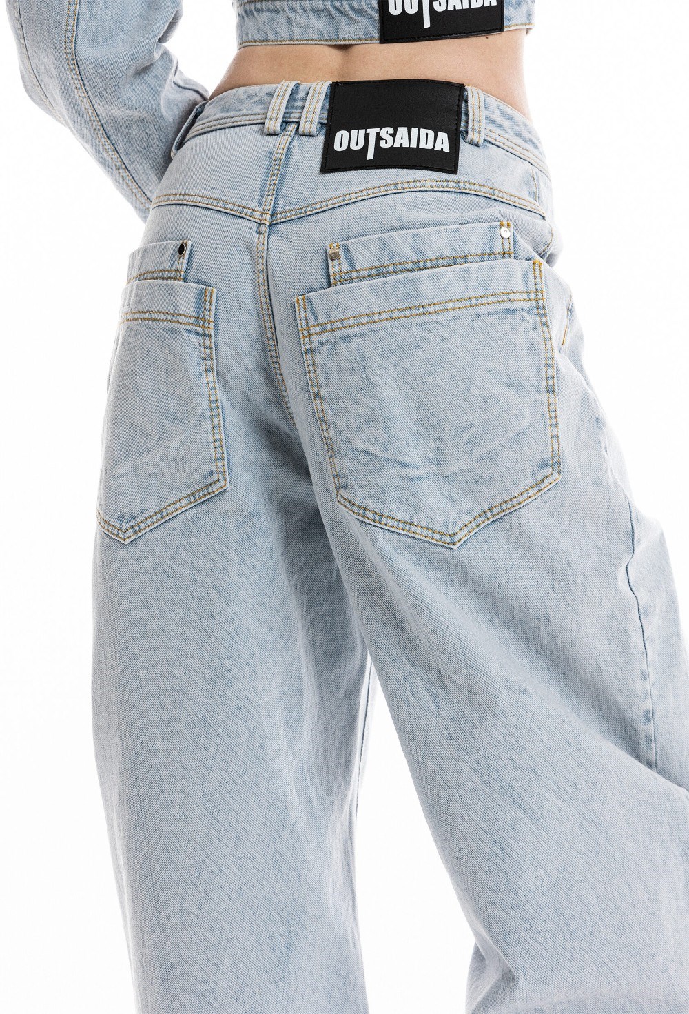 Джинсы широкие голубые - фото 109984