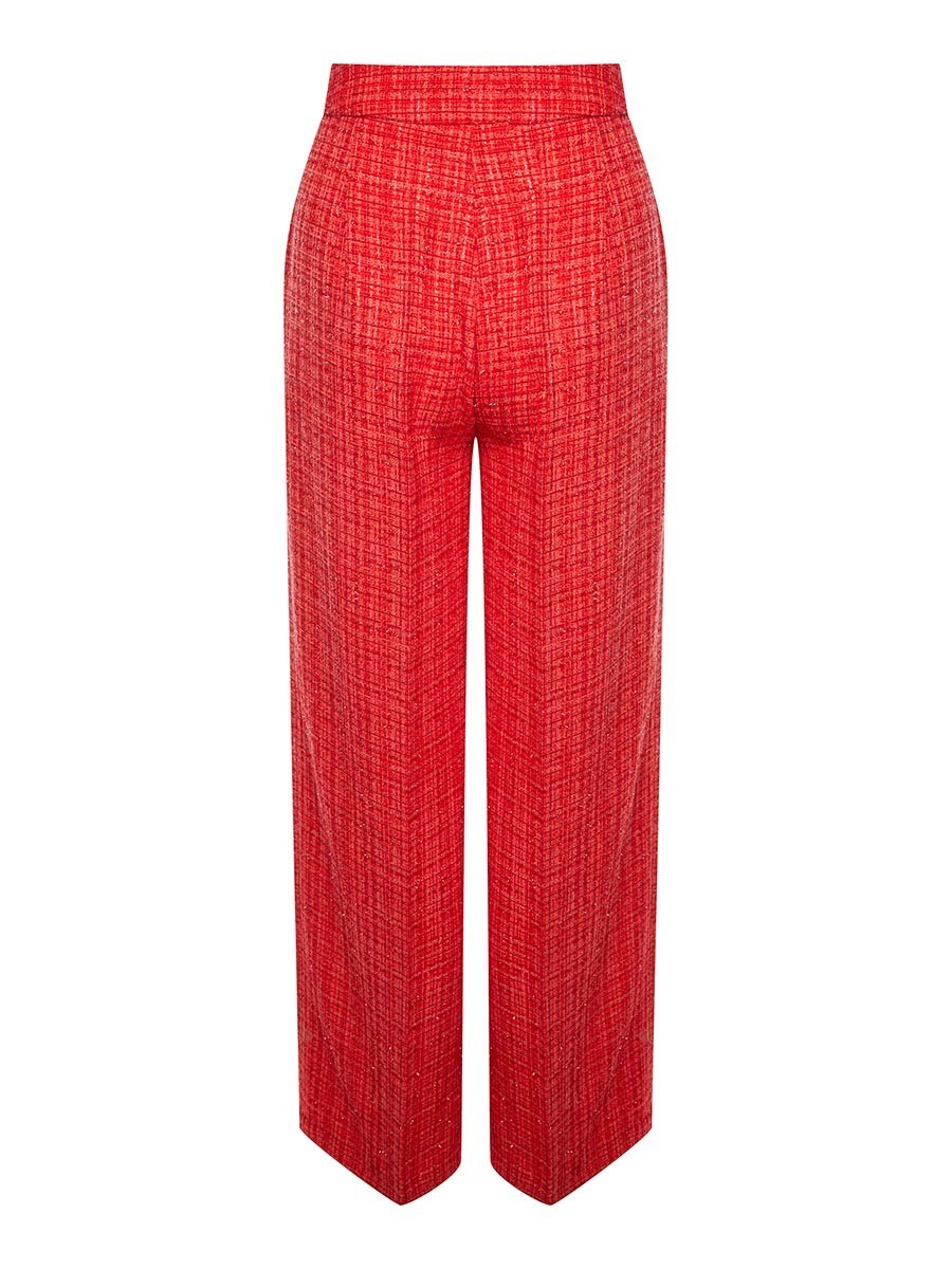 Вечерние широкие брюки из твида с люрексом - фото 110085