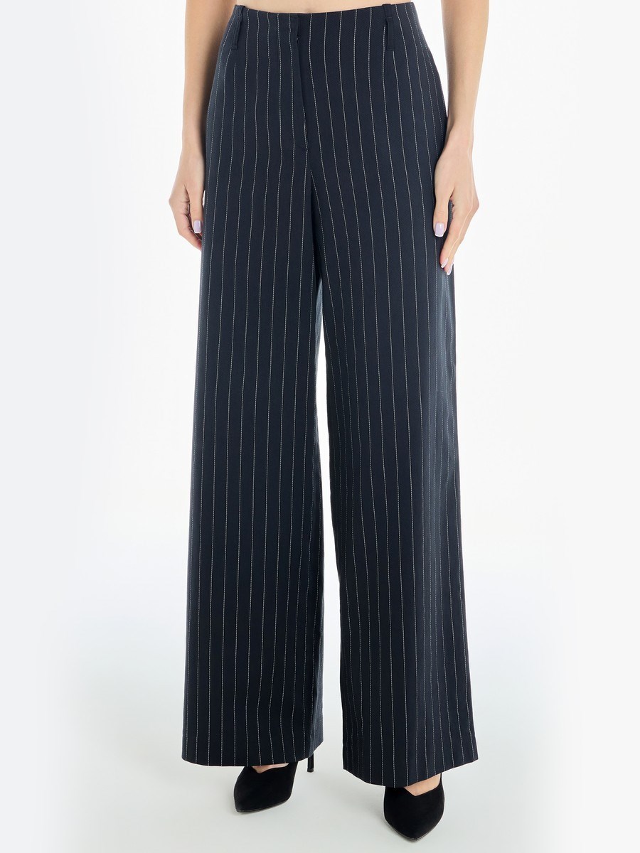 Летние широкие брюки из хлопка в полоску - фото 110092