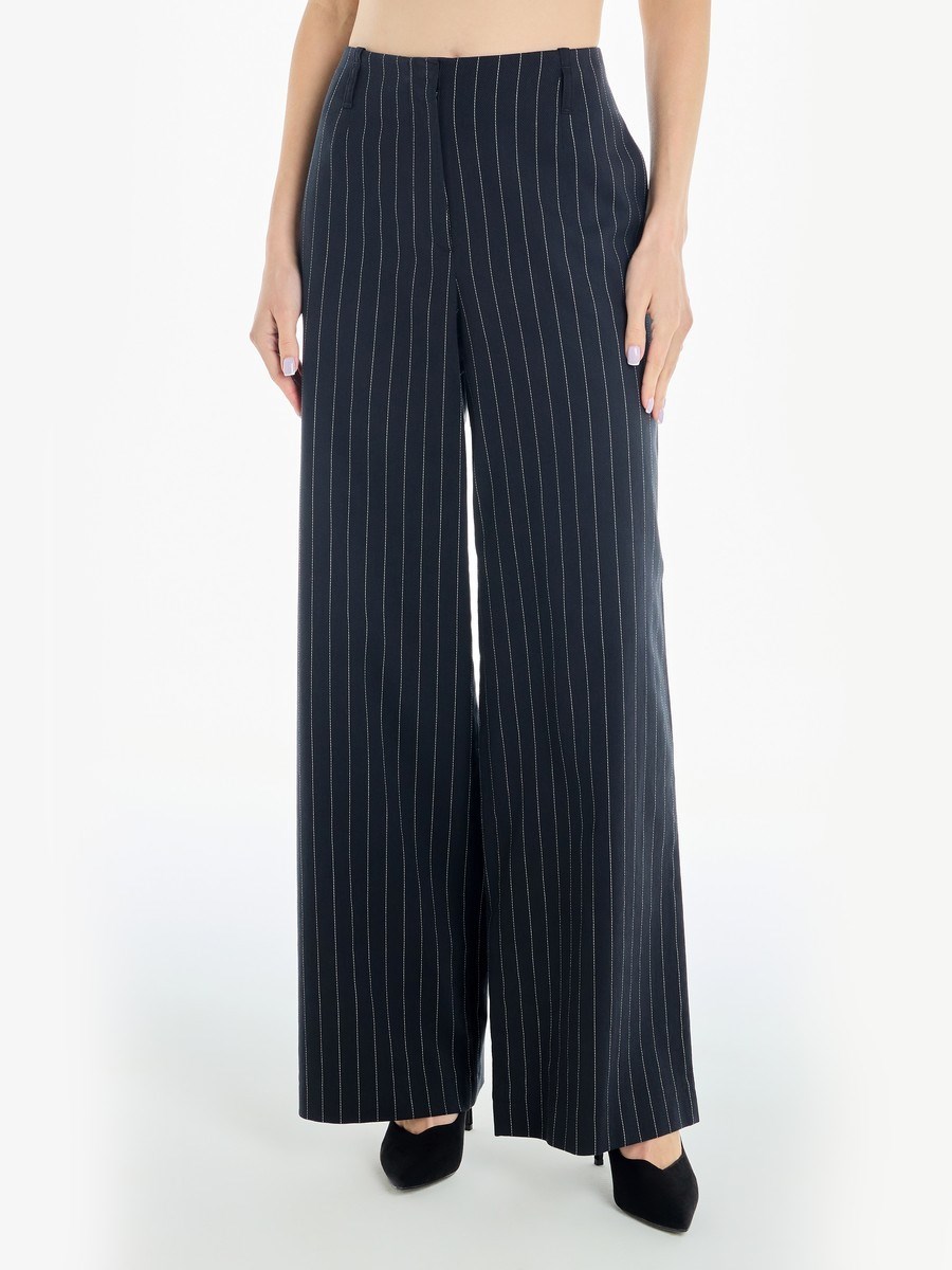Летние широкие брюки из хлопка в полоску - фото 110093