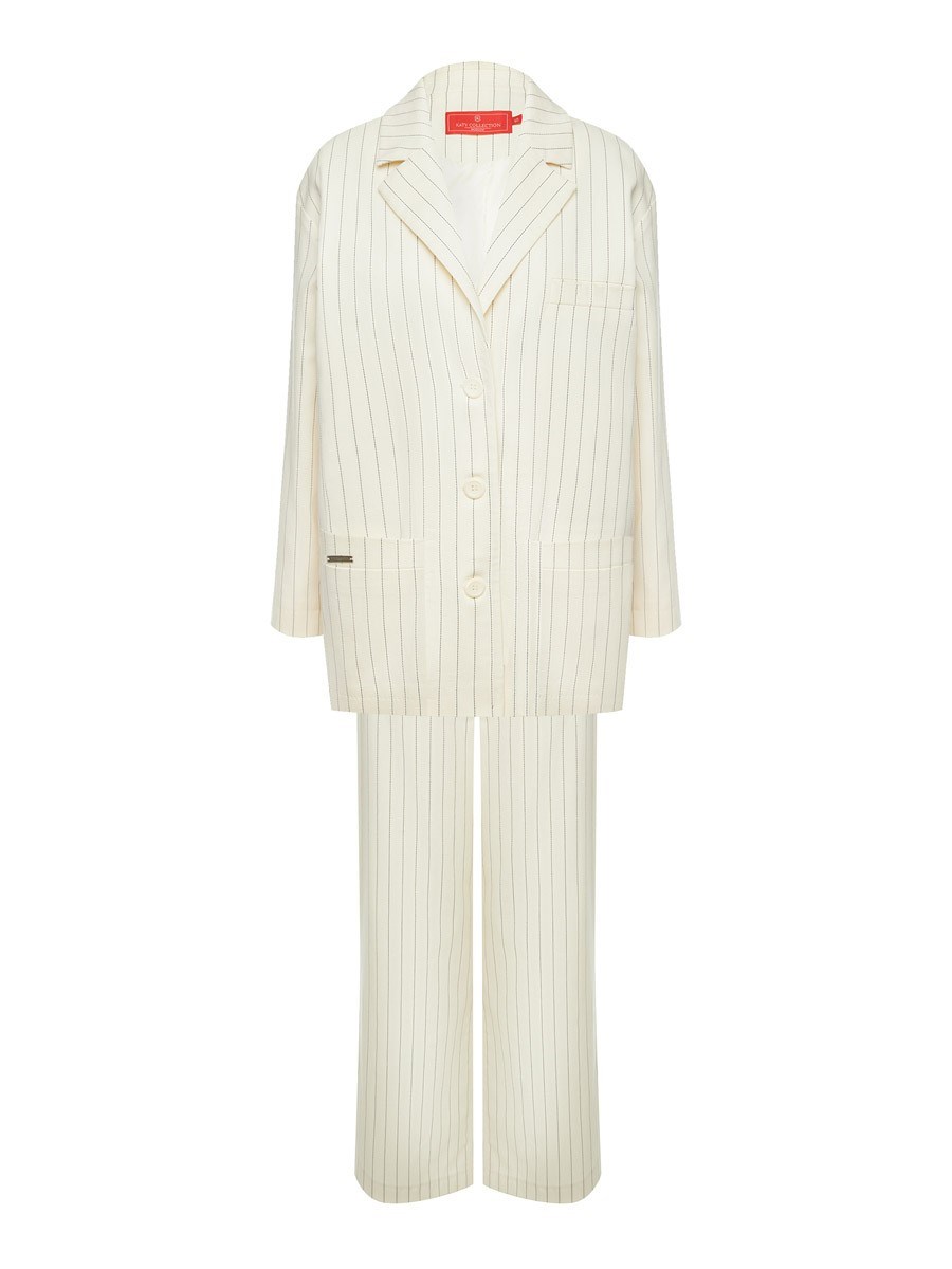 Летние широкие брюки из хлопка в полоску - фото 110102