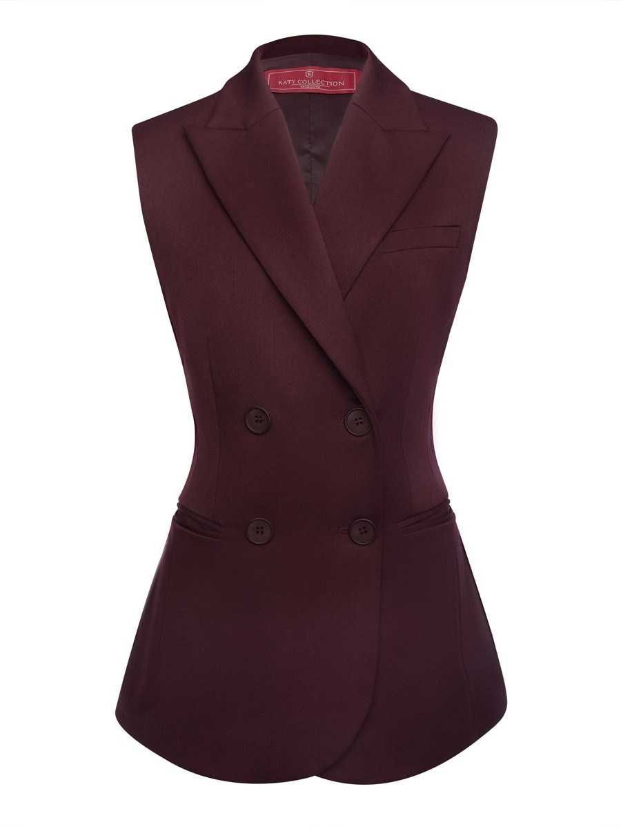 Двубортный жилет с объемными плечами - фото 110188