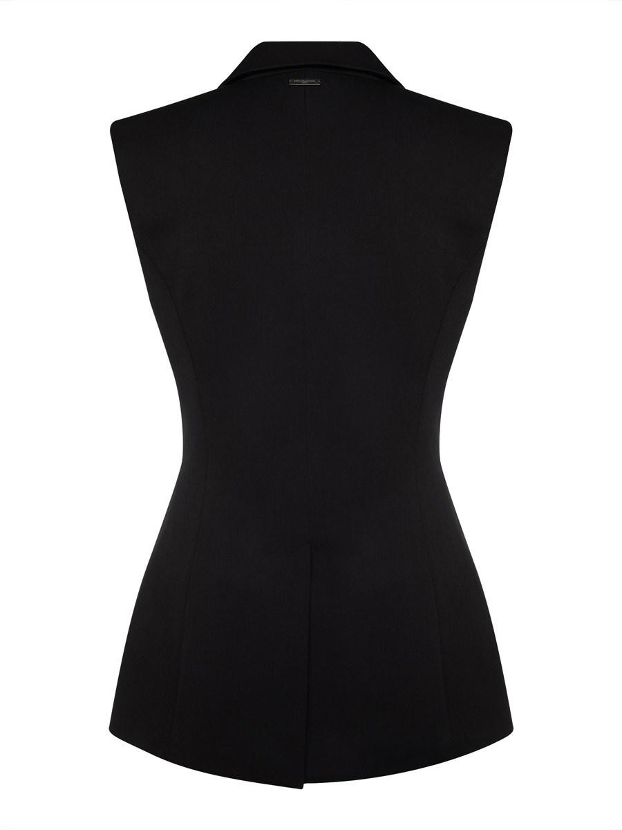 Двубортный жилет с объемными плечами - фото 110198