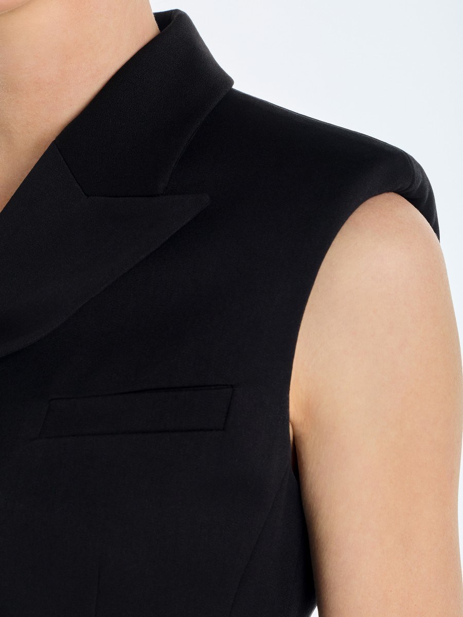 Двубортный жилет с объемными плечами - фото 110205