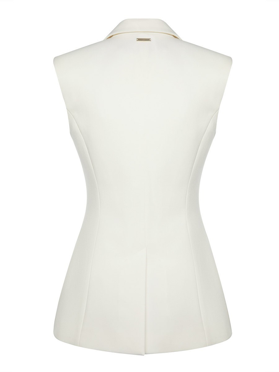 Двубортный жилет с объемными плечами - фото 110217