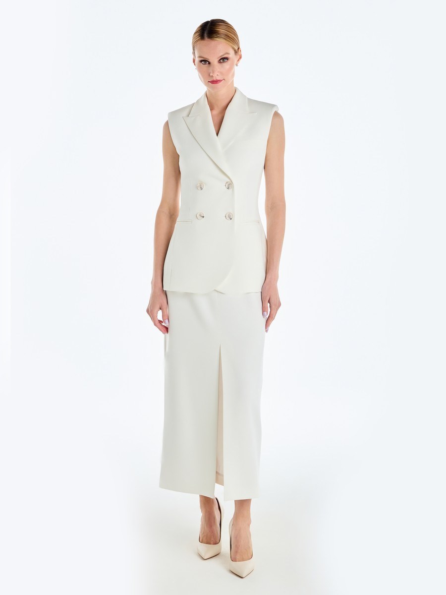 Двубортный жилет с объемными плечами - фото 110221