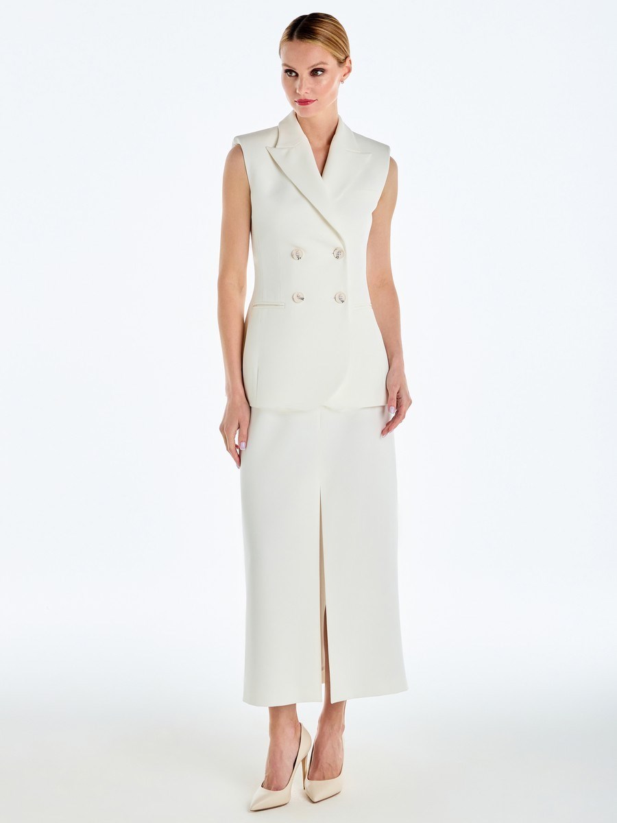 Двубортный жилет с объемными плечами - фото 110222