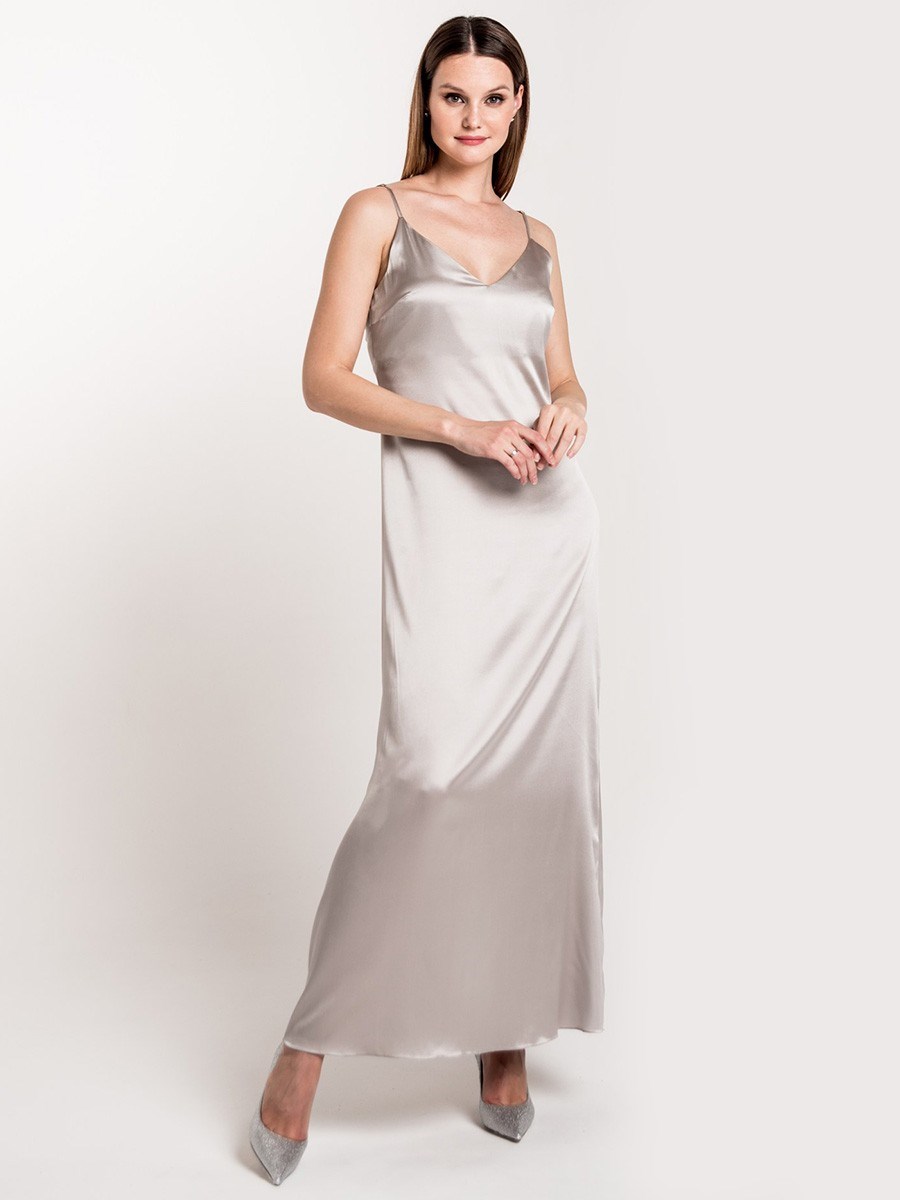 Платье-комбинация макси из шелка - фото 110228