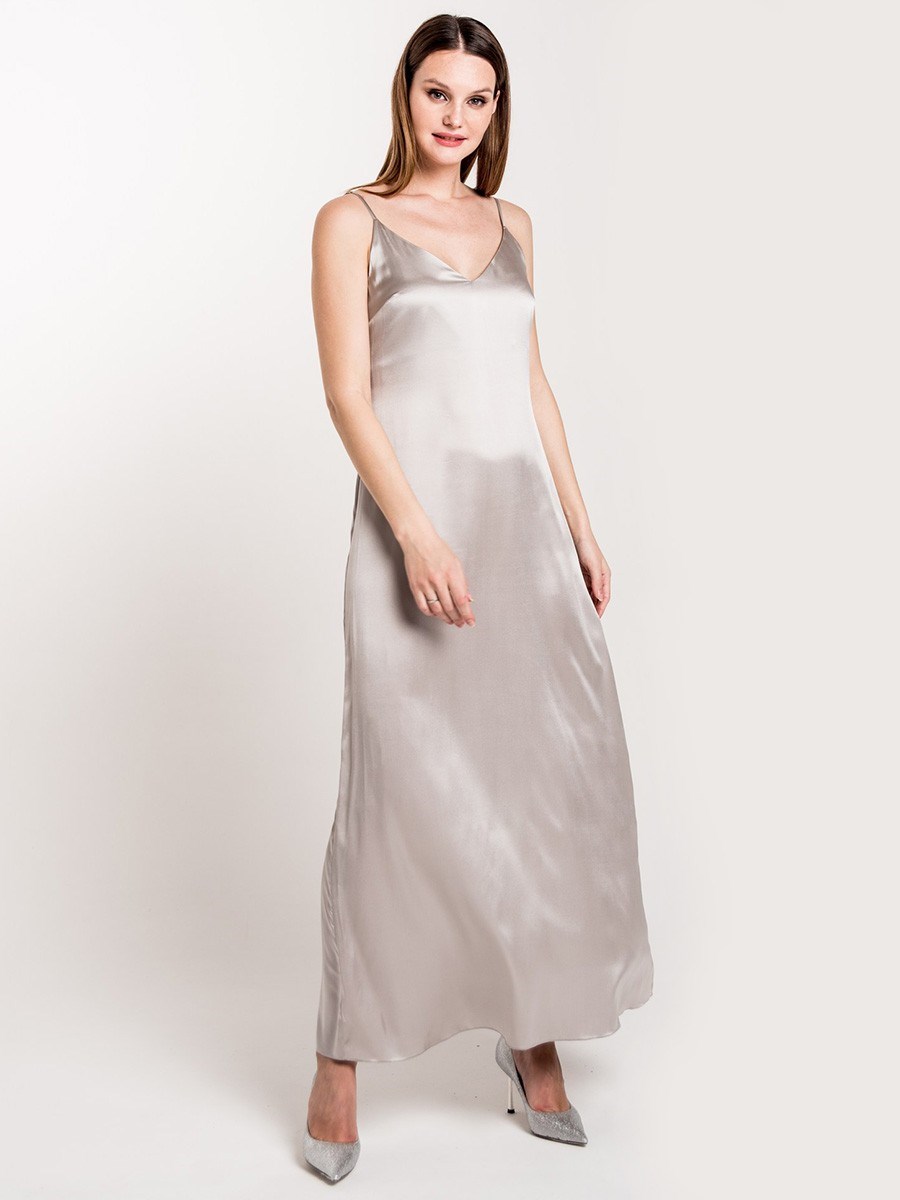 Платье-комбинация макси из шелка - фото 110229