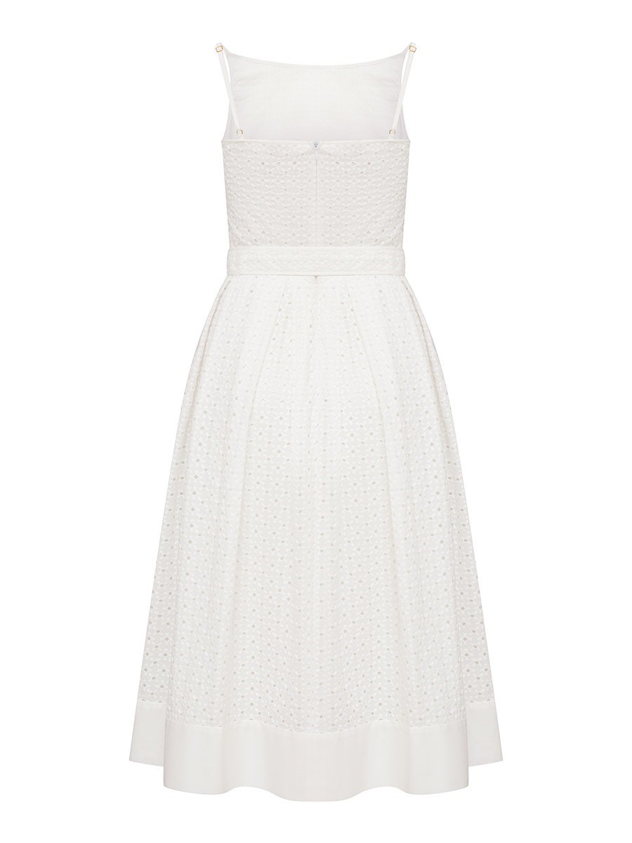 Летнее платье миди из хлопка с шитьем - фото 110234