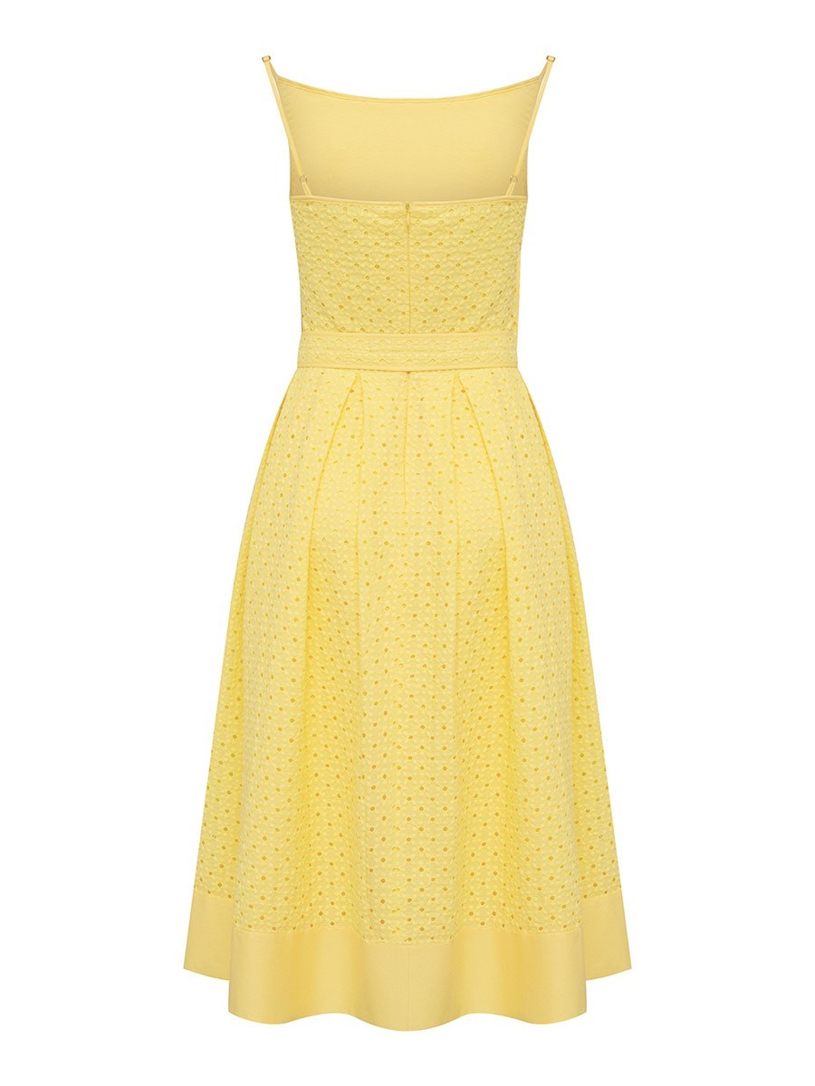 Летнее платье миди из хлопка с шитьем - фото 110243