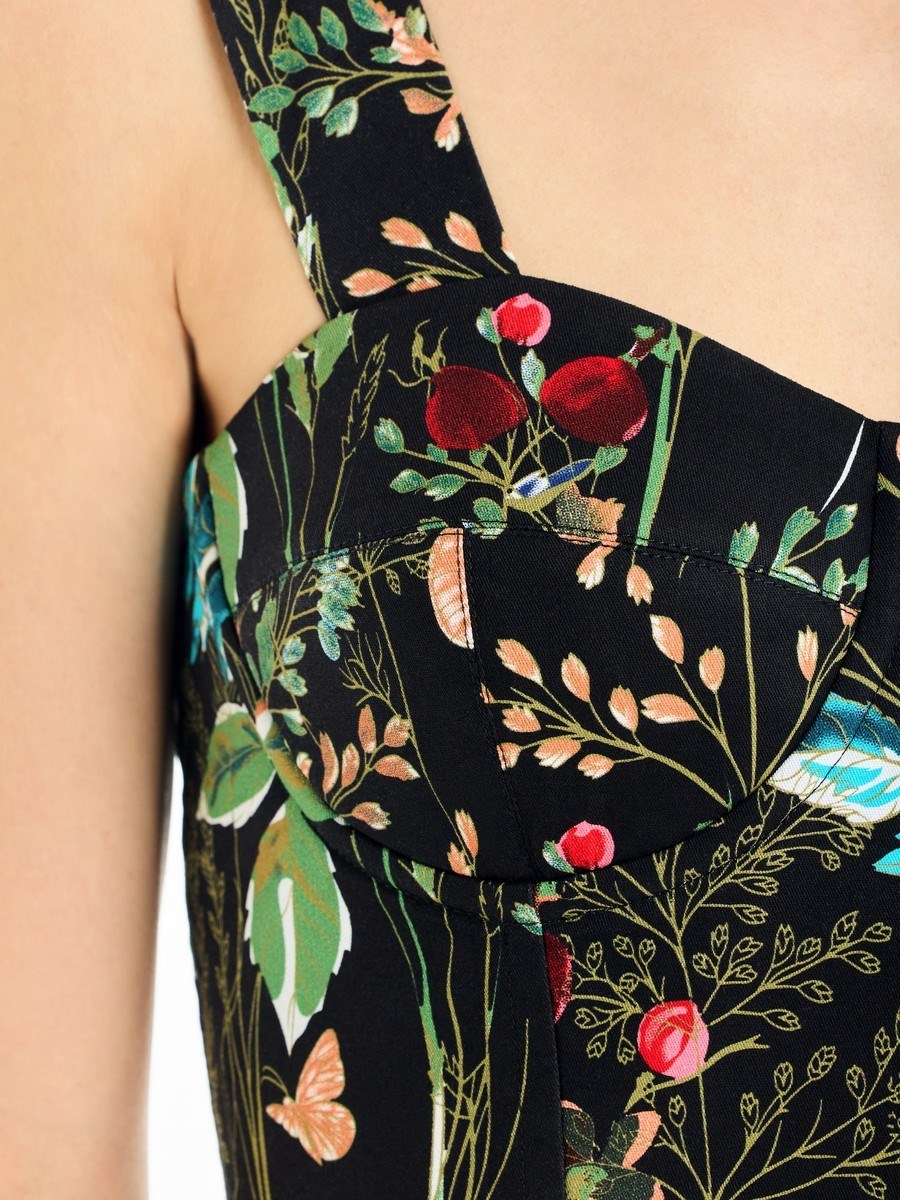 Платье-бюстье с чашками миди из хлопка с цветочным принтом - фото 110265