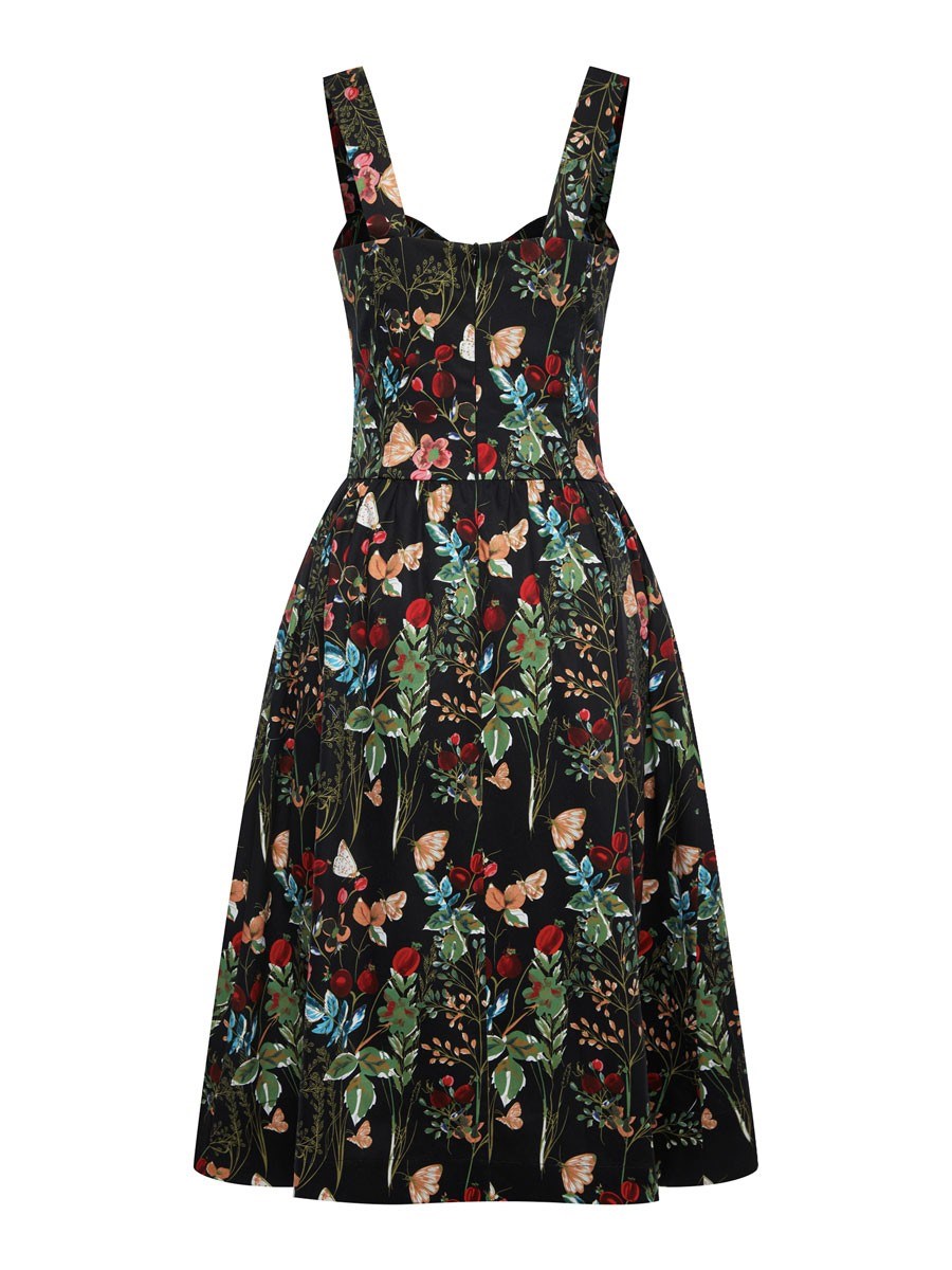 Платье-бюстье с чашками миди из хлопка с цветочным принтом - фото 110267