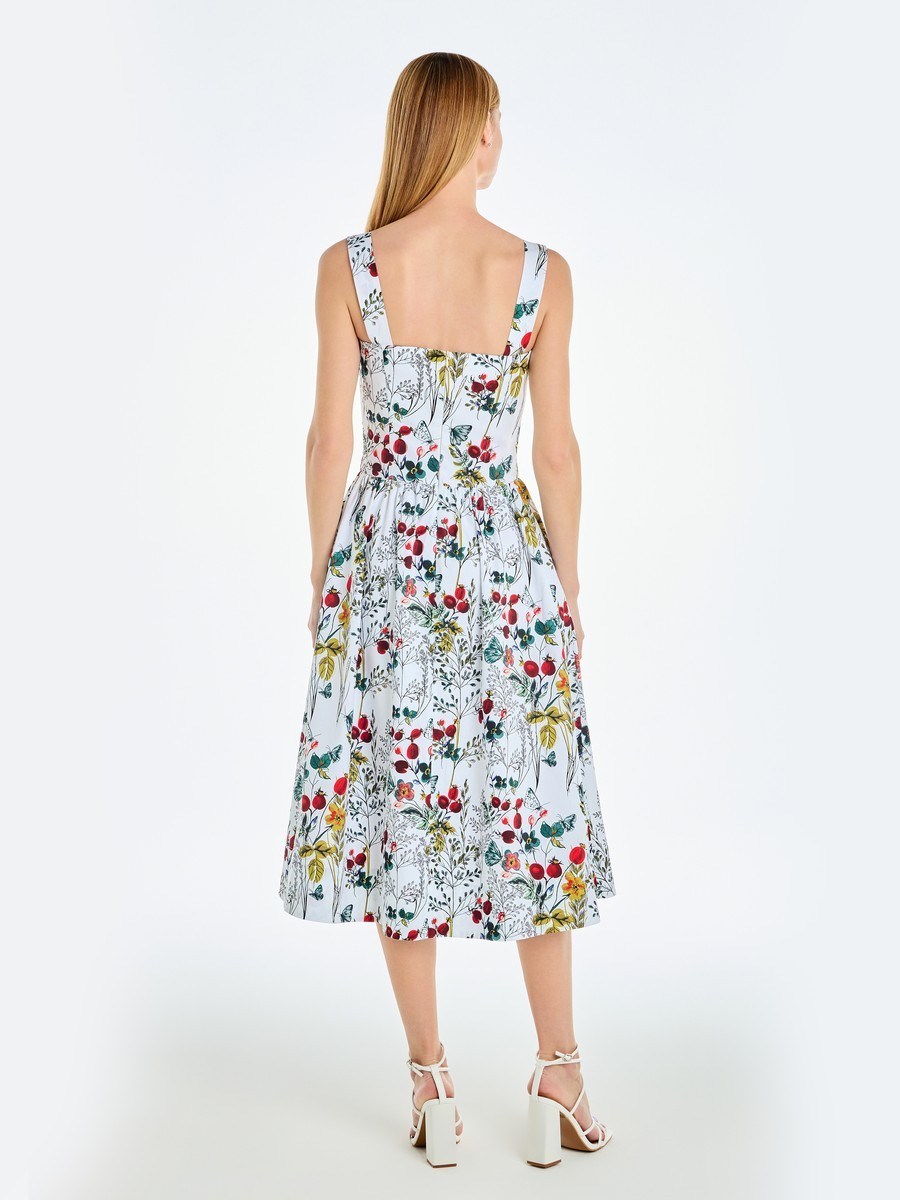 Платье-бюстье с чашками миди из хлопка с цветочным принтом - фото 110272