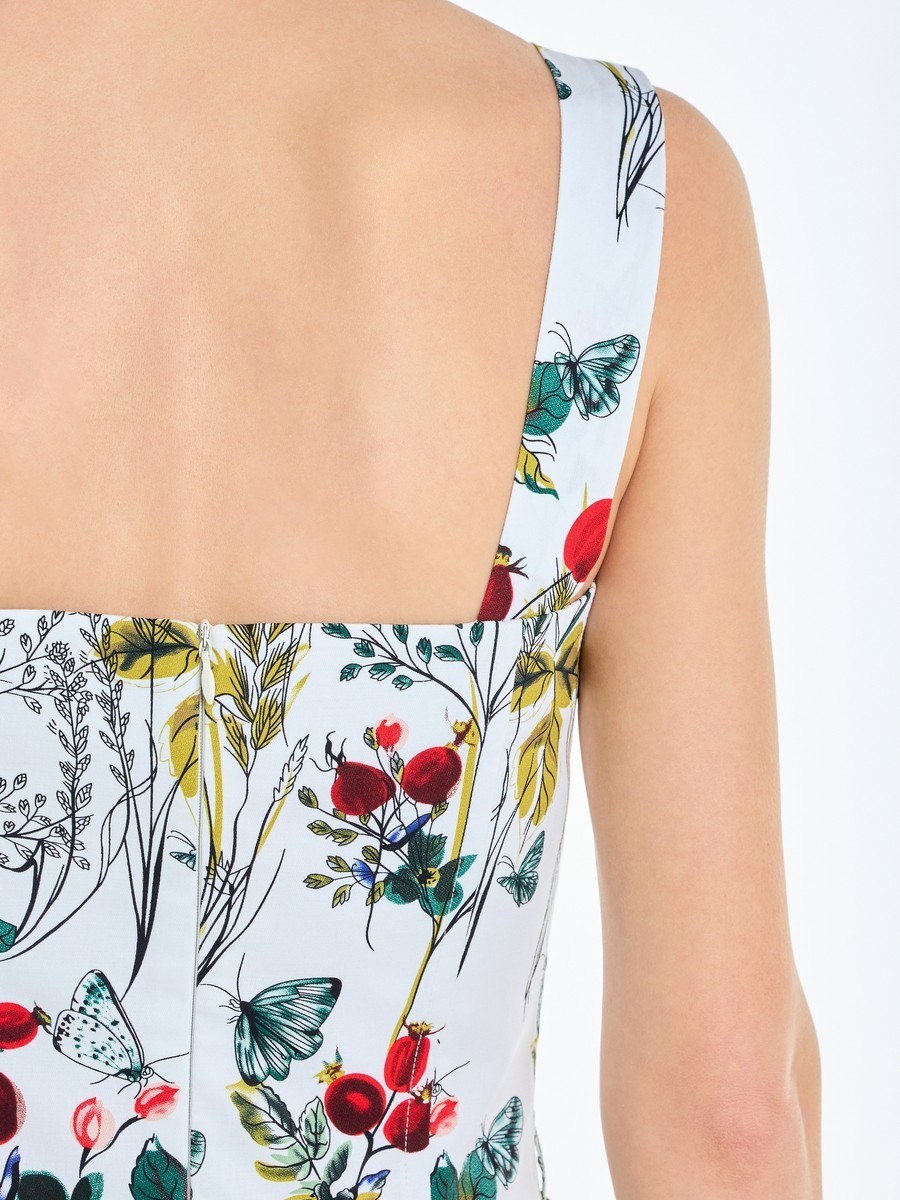 Платье-бюстье с чашками миди из хлопка с цветочным принтом - фото 110274