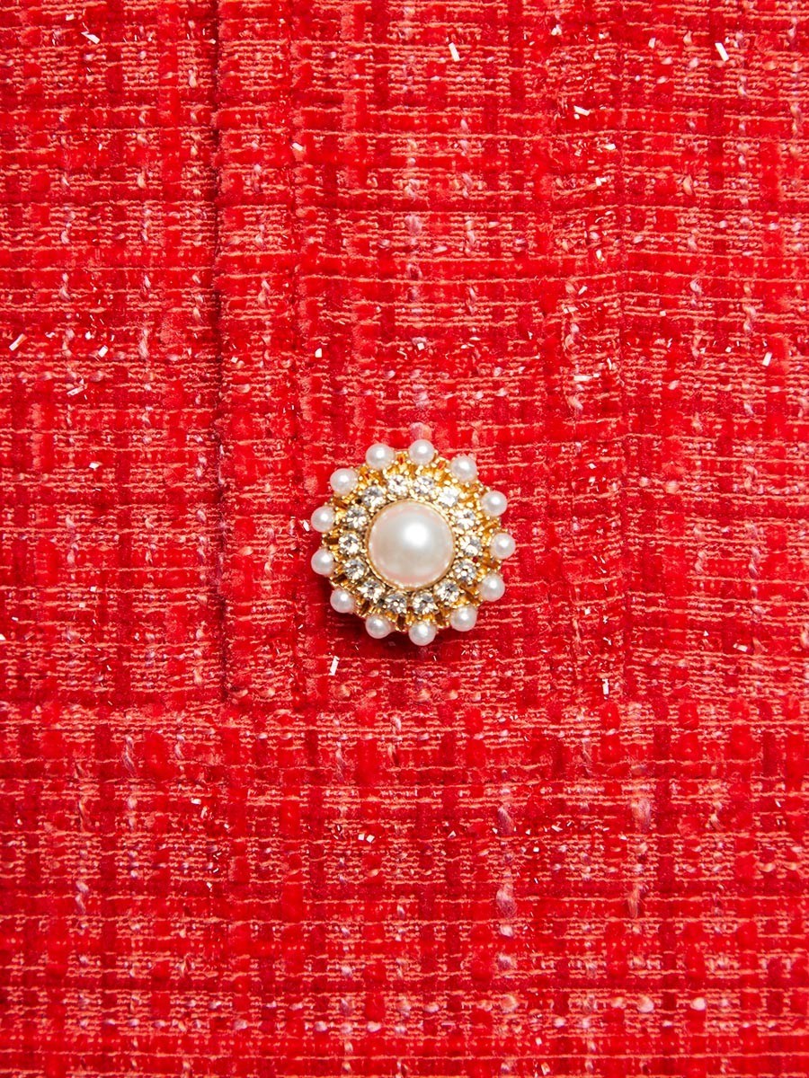 Вечернее платье-бандо мини из твида с люрексом - фото 110284