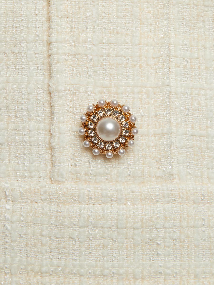 Вечернее платье-бандо мини из твида с люрексом - фото 110290