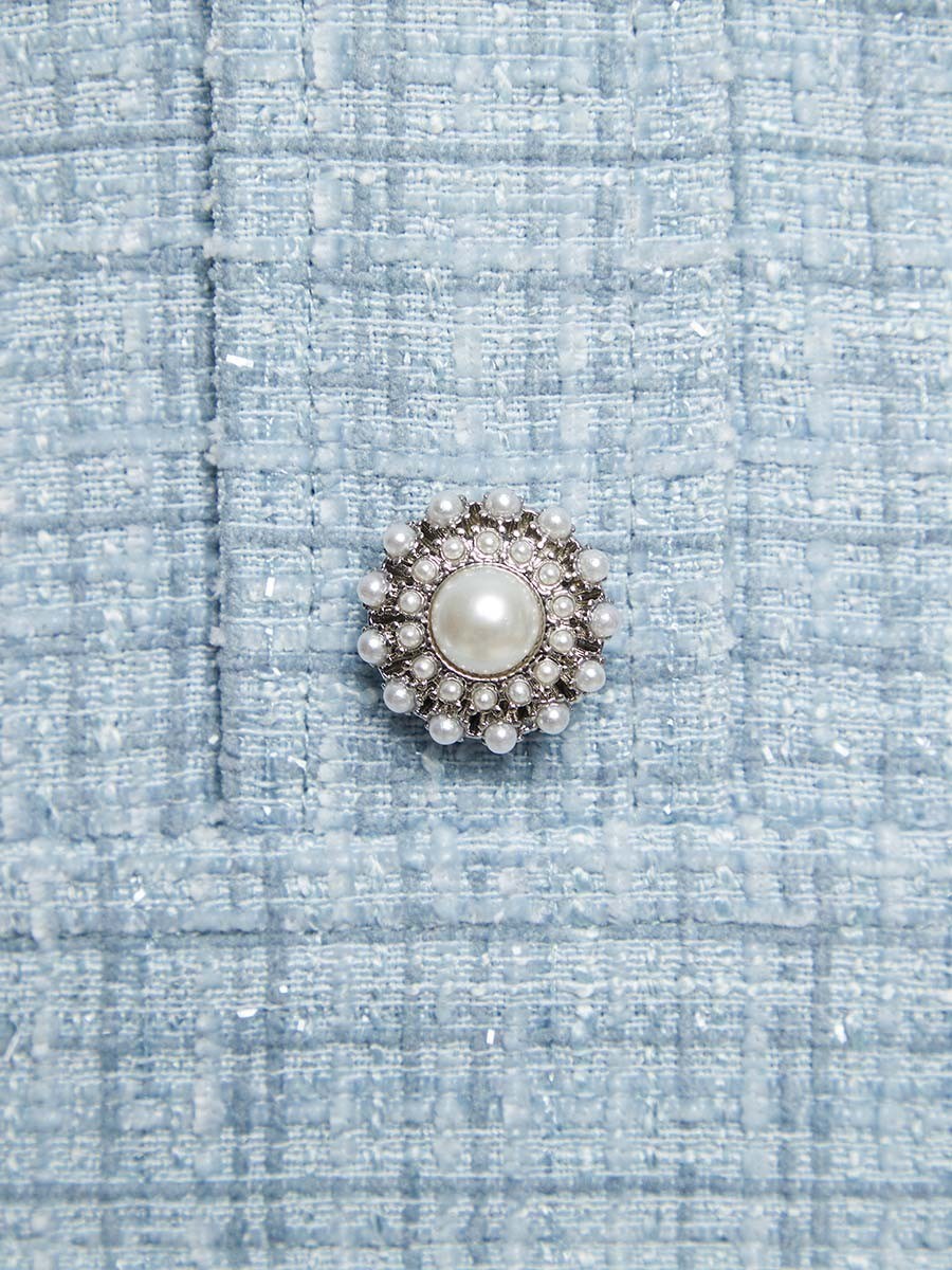 Вечернее платье-бандо мини из твида с люрексом - фото 110295