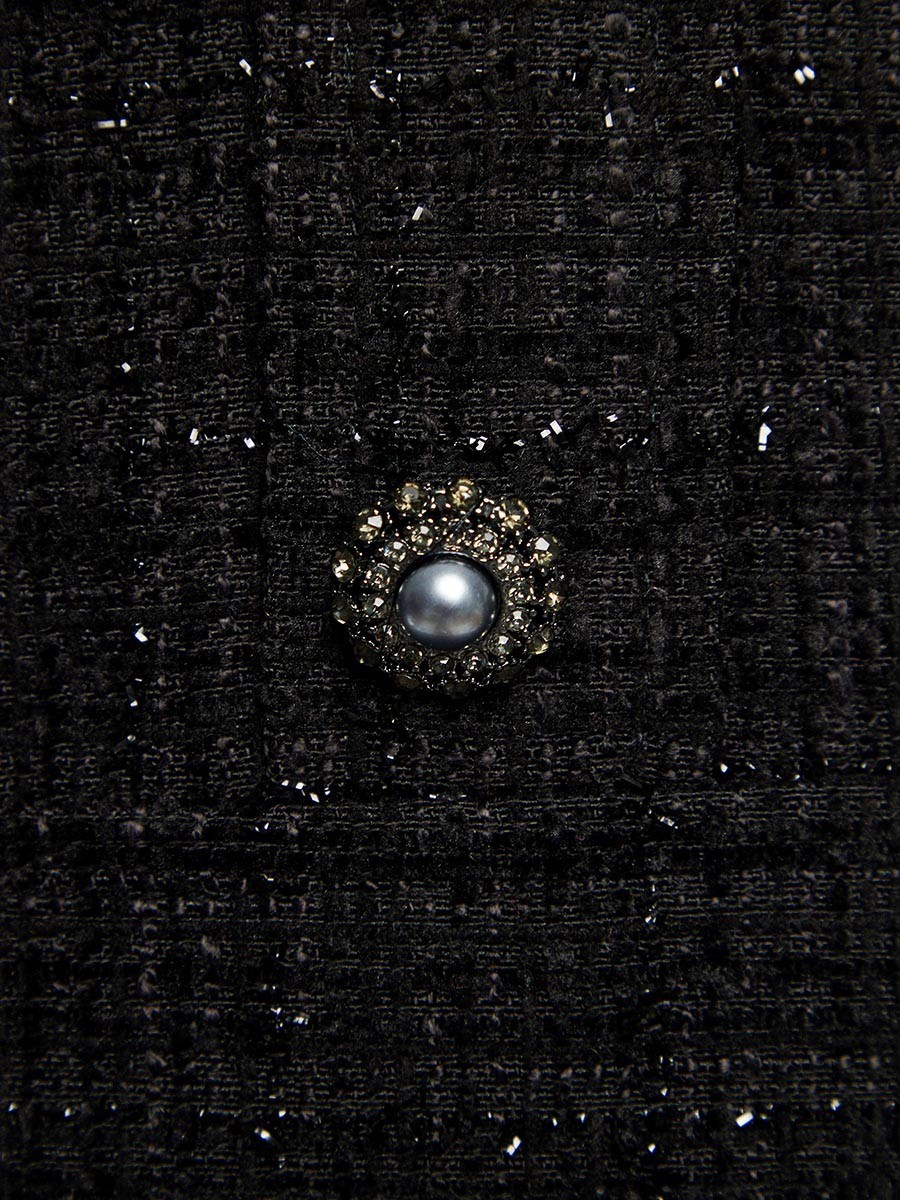 Вечернее платье-бандо мини из твида с люрексом - фото 110301