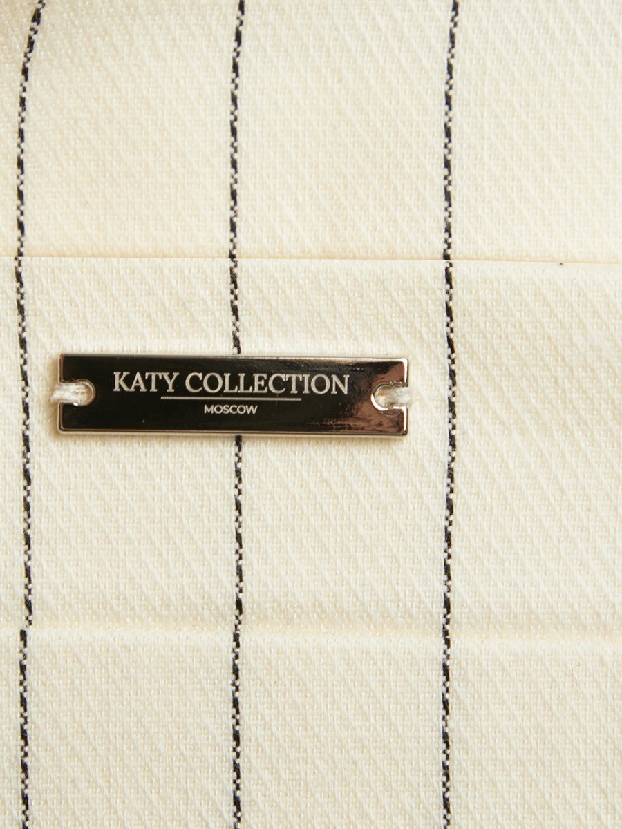 Летний прямой однобортный жакет из хлопка в полоску - фото 110341