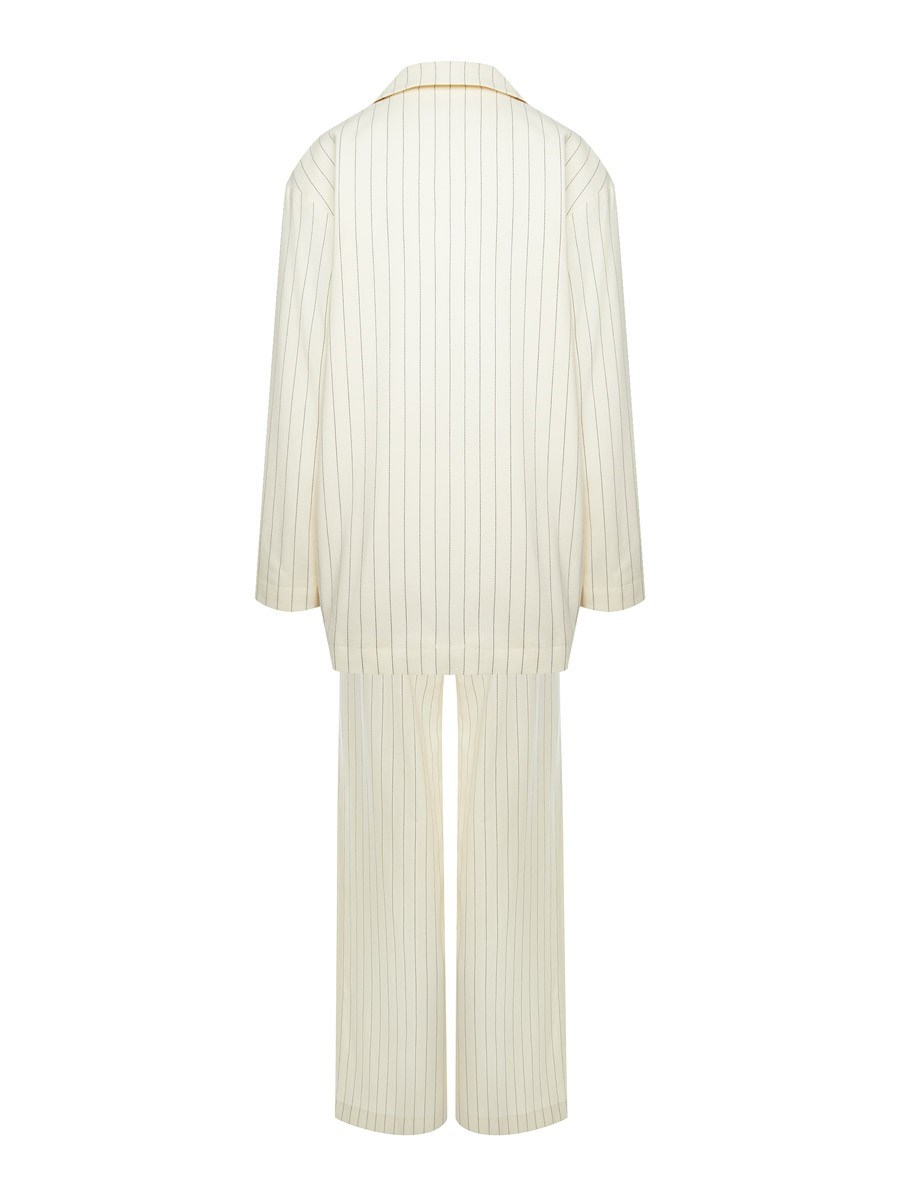 Летний прямой однобортный жакет из хлопка в полоску - фото 110343