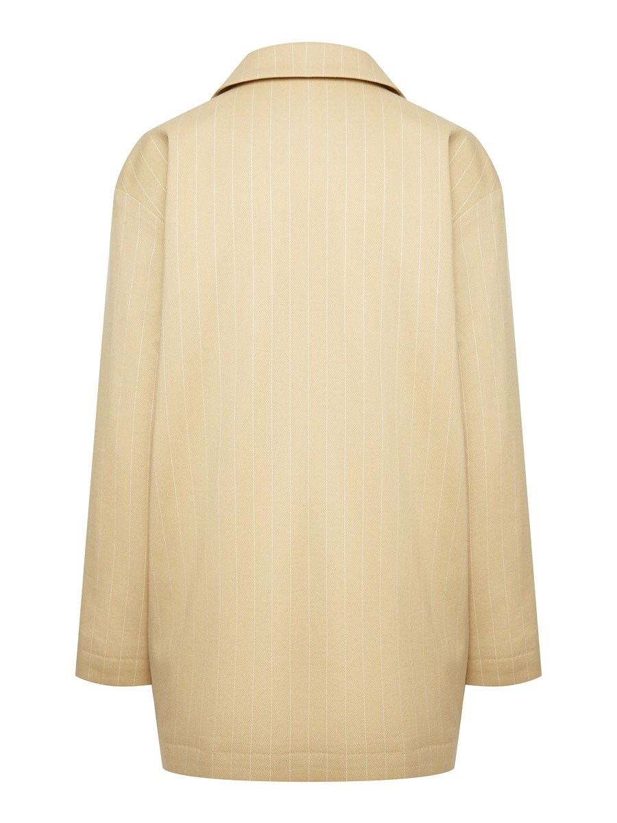 Летний прямой однобортный жакет из хлопка в полоску - фото 110348