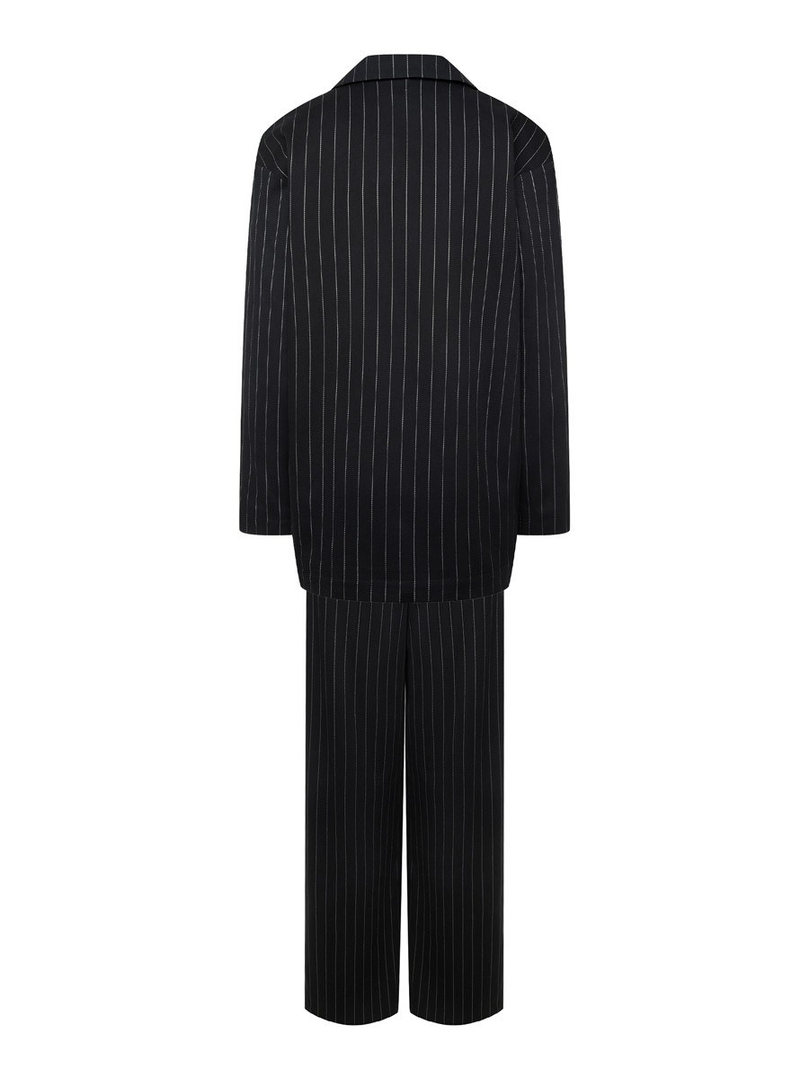 Летний прямой однобортный жакет из хлопка в полоску - фото 110359