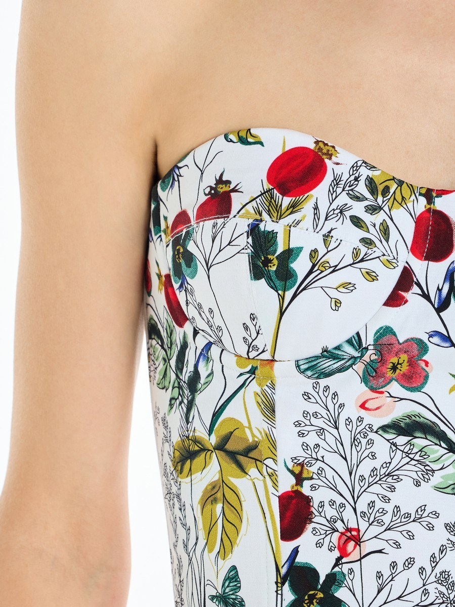 Топ корсетный с чашками из хлопка с цветочным принтом - фото 110396