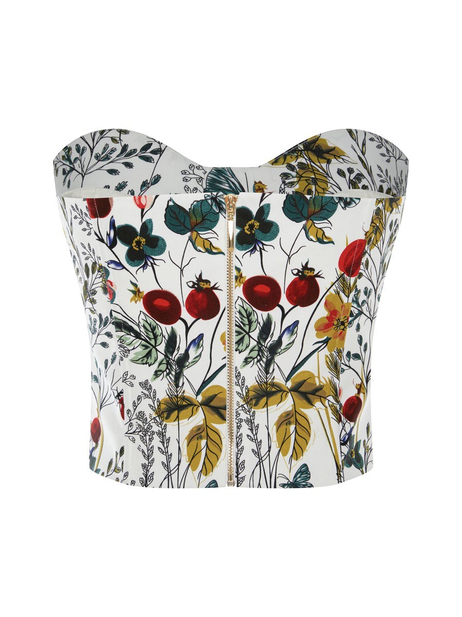 Топ корсетный с чашками из хлопка с цветочным принтом - фото 110398