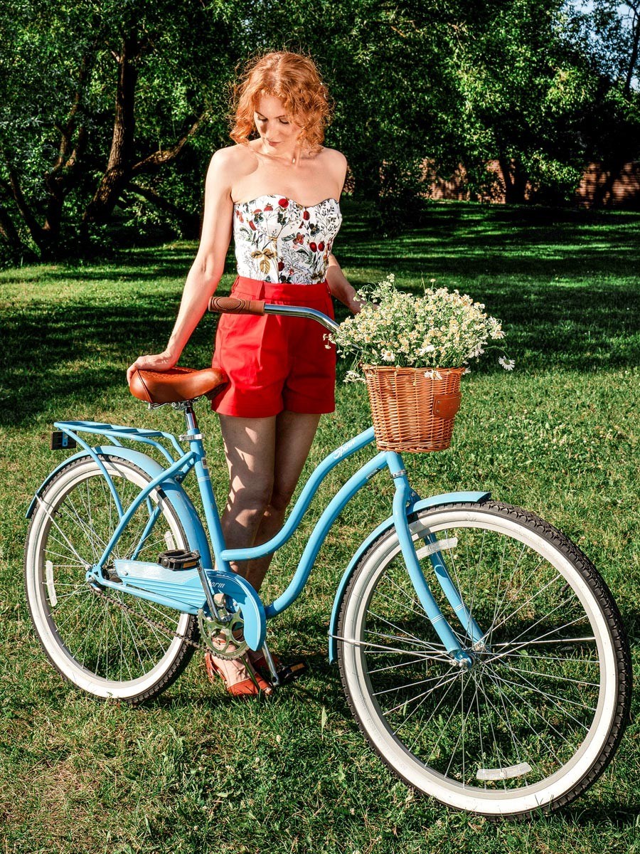 Топ корсетный с чашками из хлопка с цветочным принтом - фото 110400