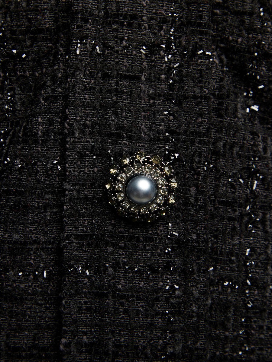 Вечерний корсетный топ с чашками из твида с люрексом - фото 110403