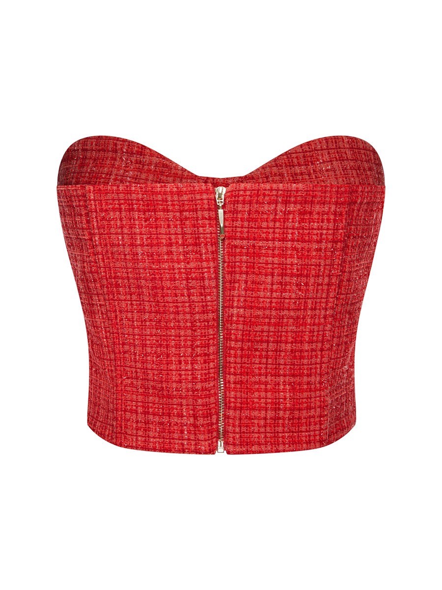 Вечерний корсетный топ с чашками из твида с люрексом - фото 110405