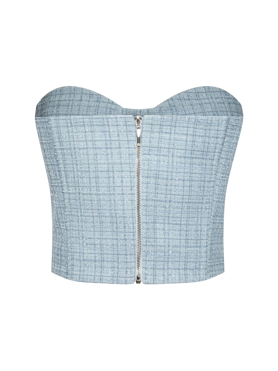 Вечерний корсетный топ с чашками из твида с люрексом - фото 110408