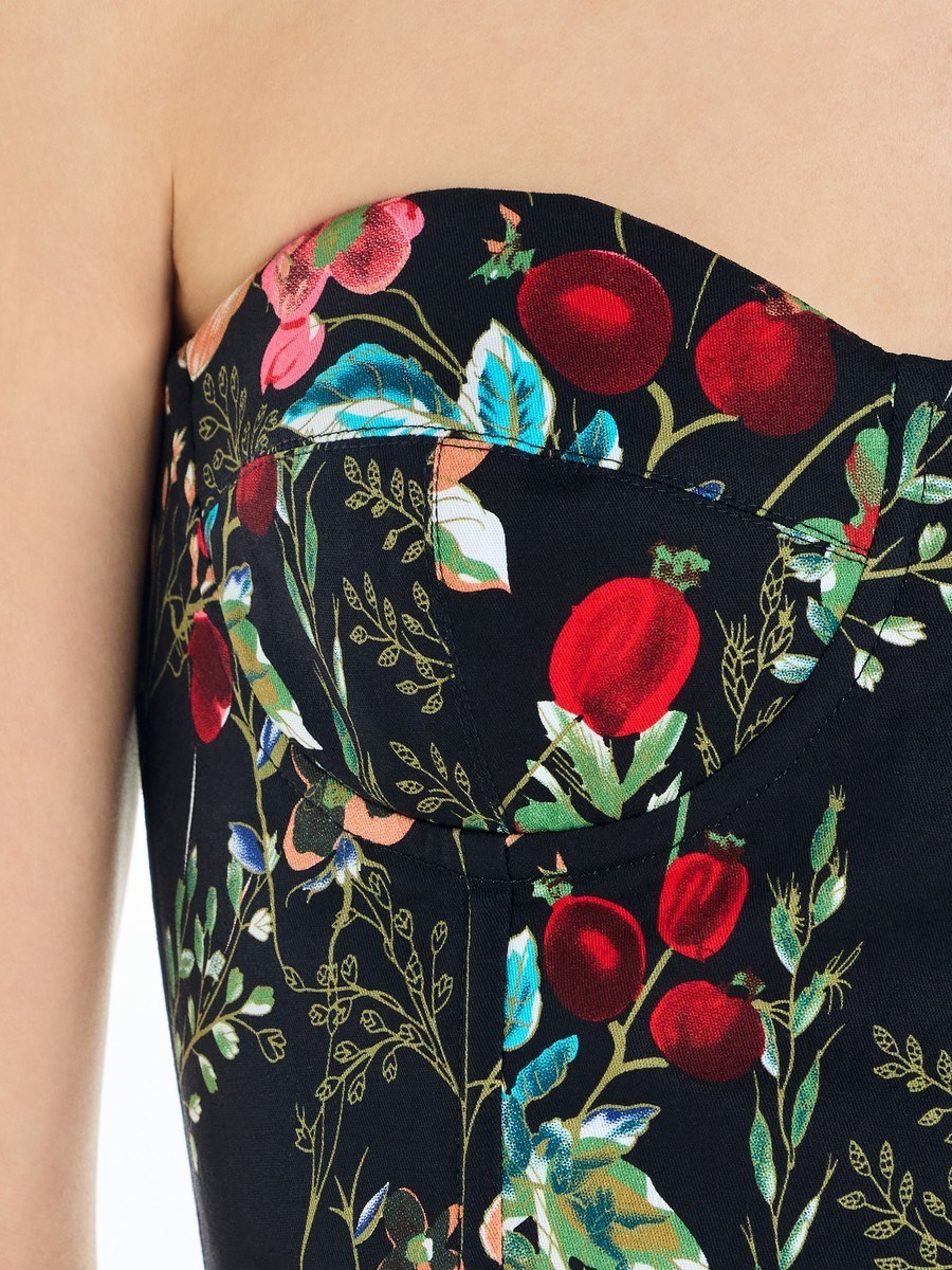 Топ корсетный с чашками из хлопка с цветочным принтом - фото 110414