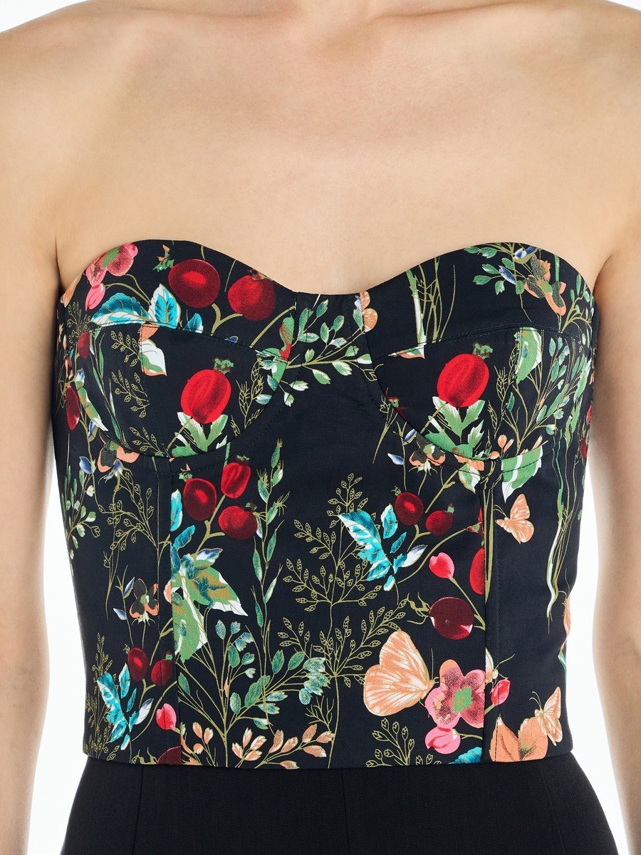 Топ корсетный с чашками из хлопка с цветочным принтом - фото 110415