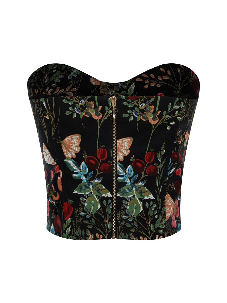 Топ корсетный с чашками из хлопка с цветочным принтом - фото 110417